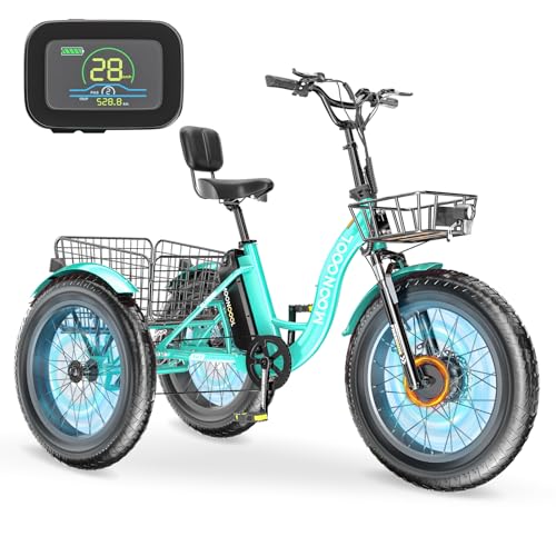 MOONCOOL Electric Tricycle Trike for Adults 350W 36V Removable Battery 24/26 Inches 7 Speeds 3 Wheels Electric Bikes Bicycle for Adults, Three Wheel Electric Cruiser Tricycle