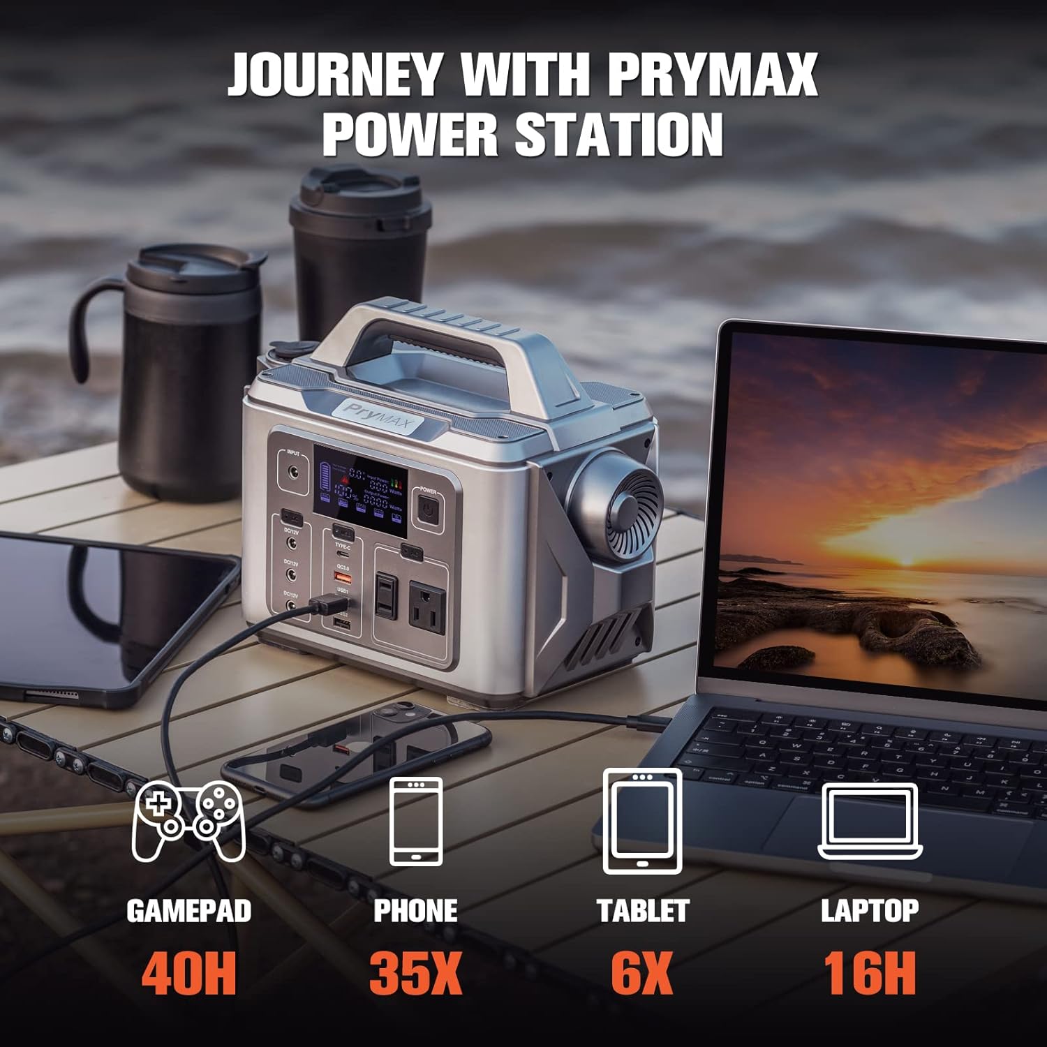 PryMAX Portable Power Station 296Wh/330W Outdoor Solar Generator Mobile Backup 80000 mAh Lithium Battery Supply, 110V Pure Sine Wave AC Outlet 300 for Hurricane ,Storm , Home Blackout, Outdoor Adventure, Camping, A10 CPAP