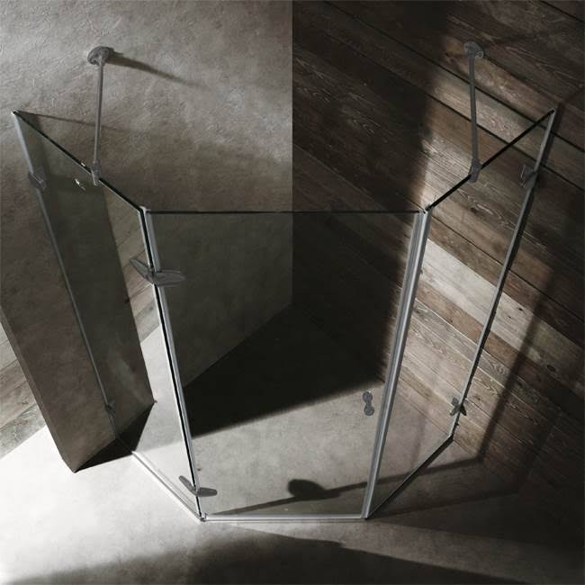 Vigo Frameless Neo-Angle 3/8-Inch Clear Shower Enclosure Brushed