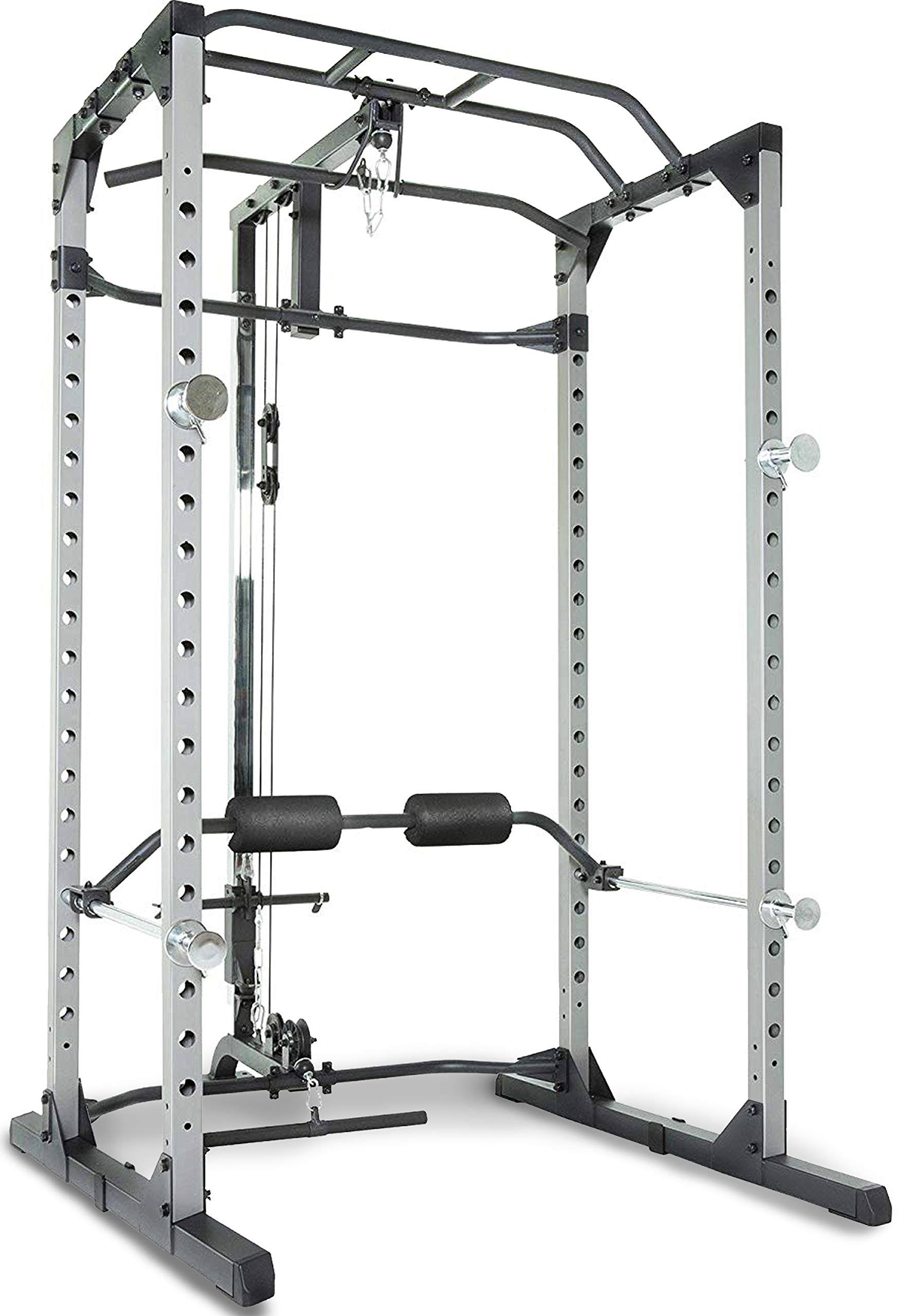 Fitness Reality 810XLT Super Max Power Cage with Optional LAT Pull-Down Attachment and Adjustable Leg Hold-Down