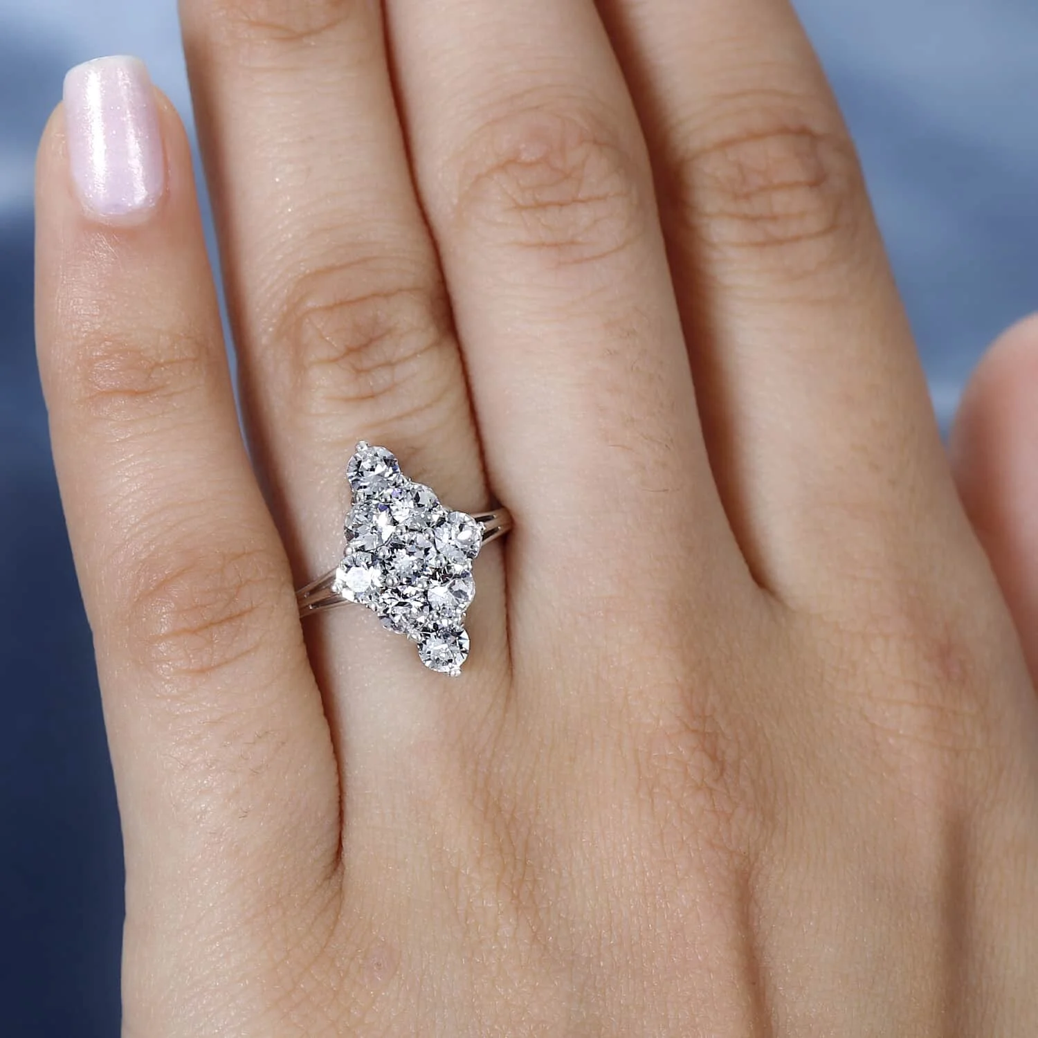 Shop LC White Crystal Round 925 Sterling Silver Platinum Plated Cluster Ring for Women Jewelry Size 9 Birthday Gifts for Women
