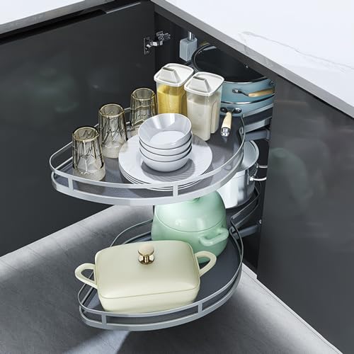 Kitchen Organizer Kitchen Cabinet Corner Pullout Storage Shelf Blind Corner Organizer Spice Bowl Rack Soft Close Corner Cabinet Fitting Height Adjustable,Left open-700mm (Left Open