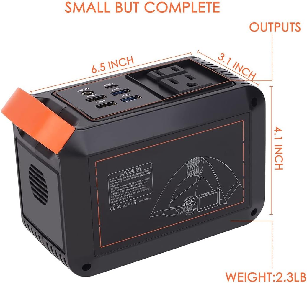 MARBERO 111Wh Portable Power Station 30000mAh Solar Generator(Solar Panel Not Included) Lithium Battery Supply 110V/80W AC, DC, USB QC3.0, USB C, LED Flashlight for CPAP House Office Camping Emergency