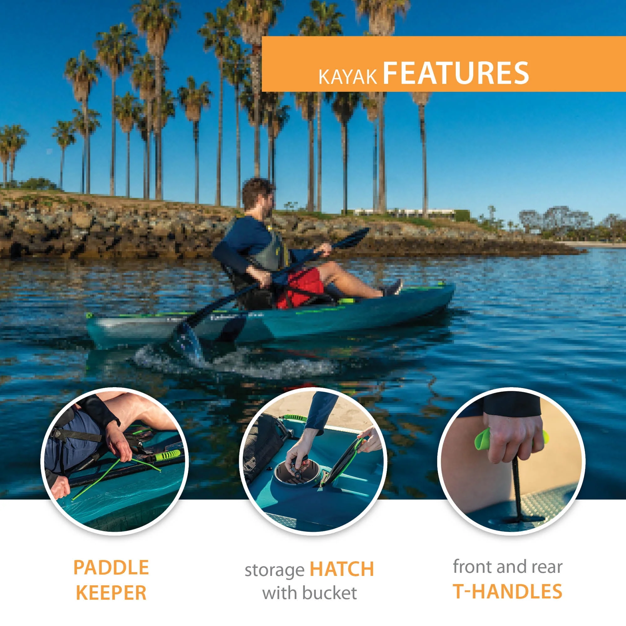 Lifetime Tahoma Pro 123 inch Sit-on-Top Kayak, Aurora Fusion (91191)