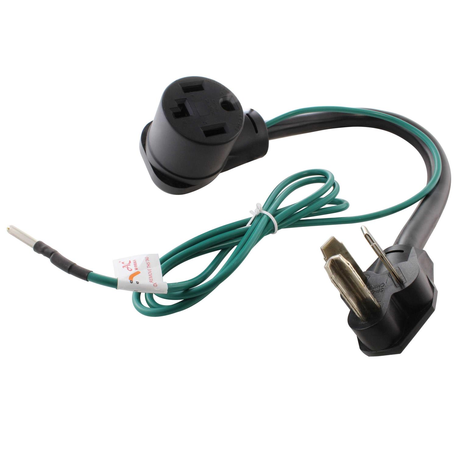 AC WORKS 1.5 ft. 3-Prong 30 Amp Dryer Plug to 4-Prong Dryer Female Connector Adapter S10301430-018 - Shop Hardware Tools Online Store