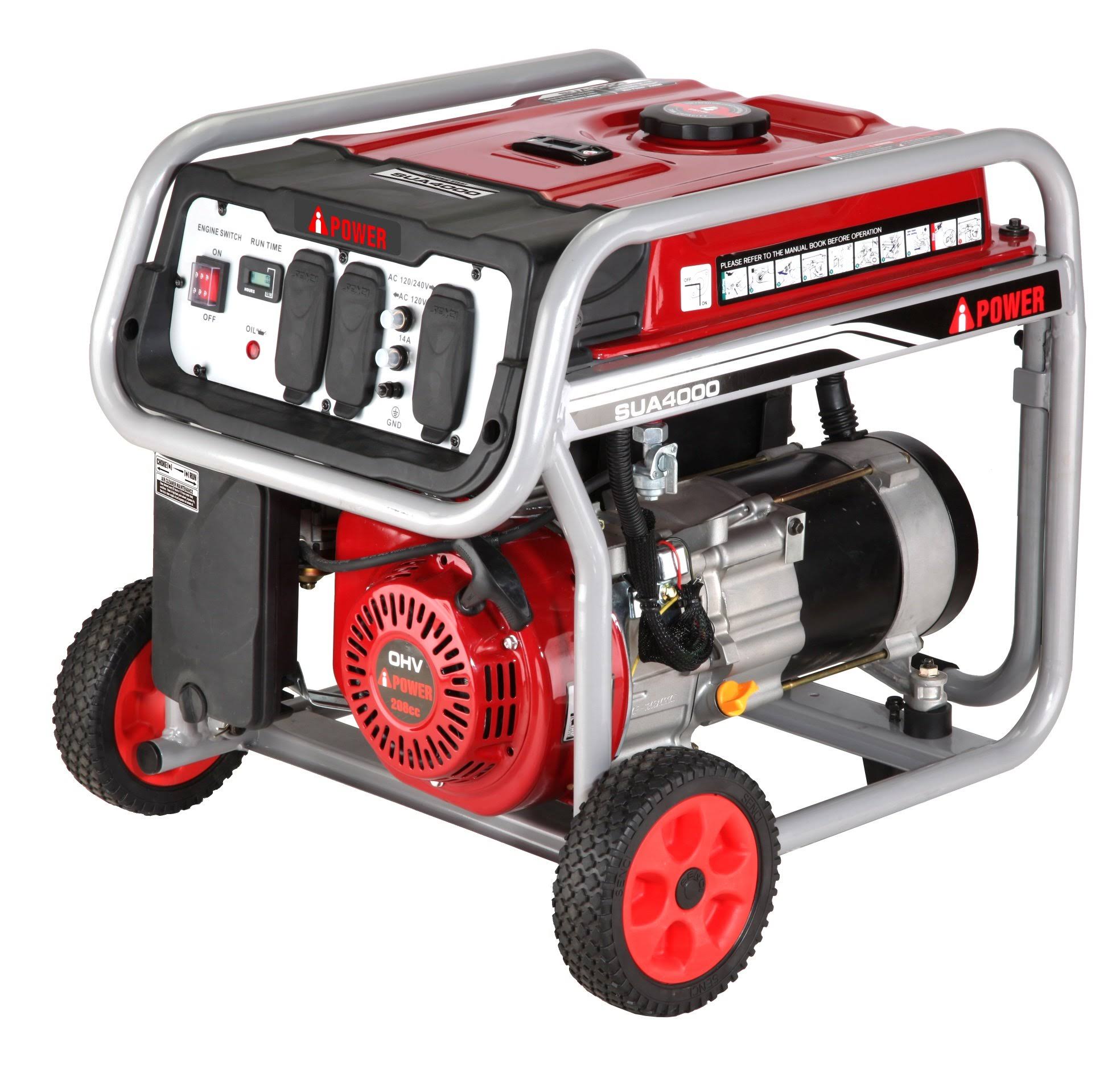 A-iPower 4000W Recoil Start Gasoline Powered Portable Generator, Black