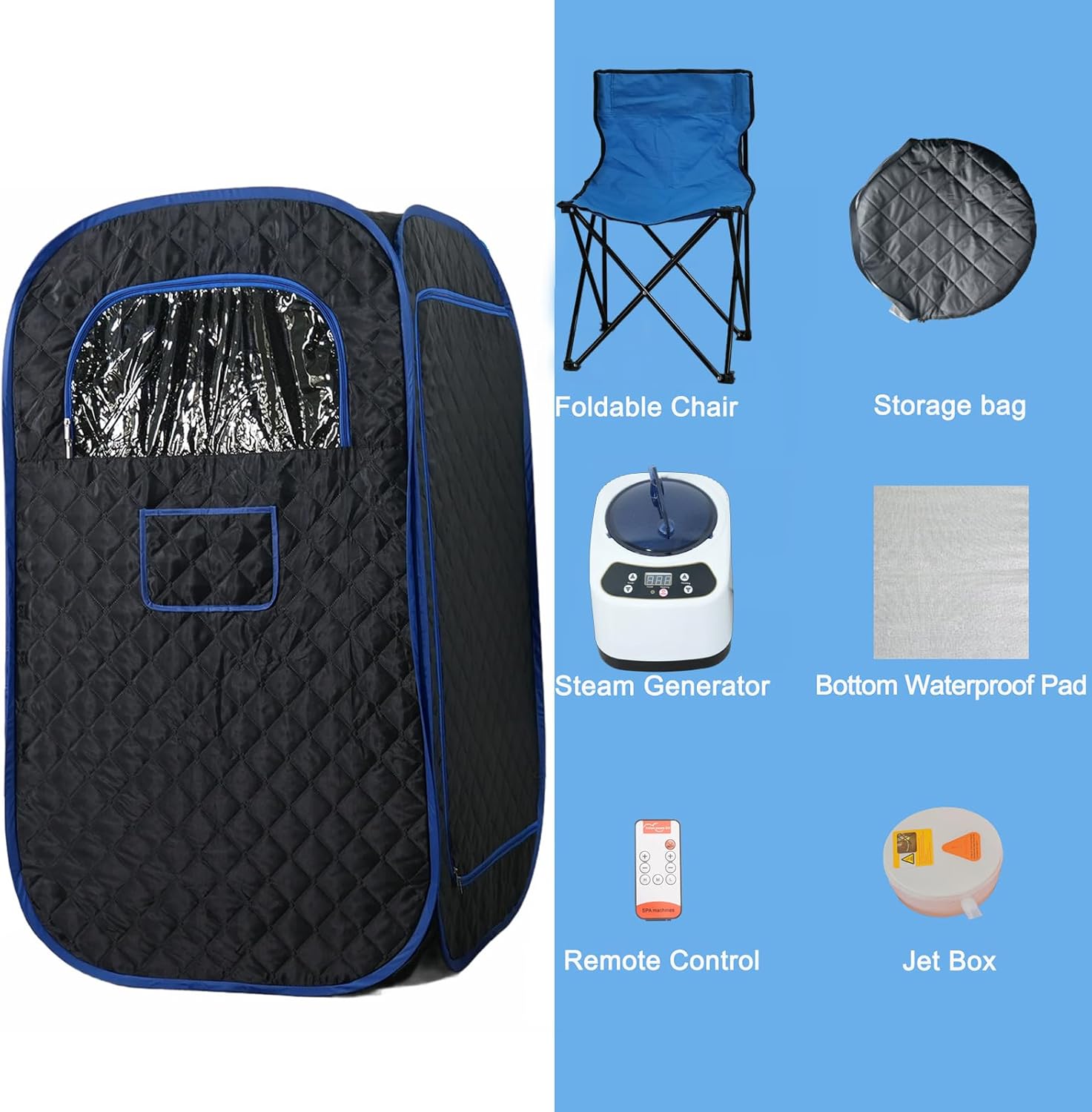 Portable Sauna for Home, Full Body Steam Sauna Room, Personal Sauna with 3 1000W Steam Generator, 9 Temperature Settings, Foldable Chair, Remote Control Included