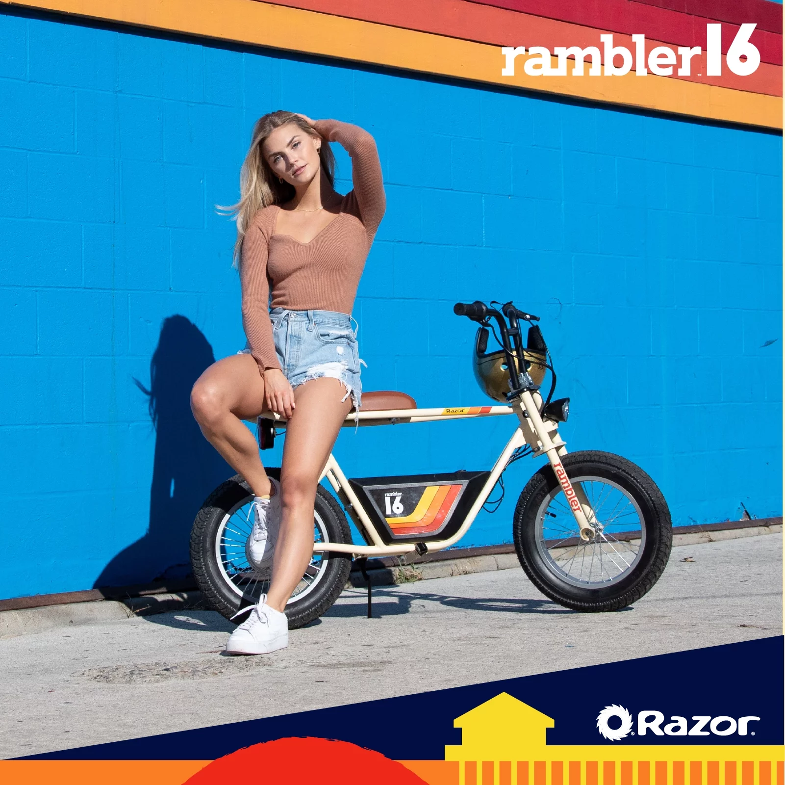 Razor Rambler 16 – 36V Seated Electric Scooter, up to 15 mph, Retro Style Minibike for Teen & Adult