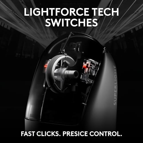 Logitech G PRO X Superlight 2 DEX Wireless Gaming Mouse, 60g pro-Grade Right-Handed Mouse with 5 programmable Buttons, USB-C Charging, 44k DPI Sensor, up to 8 kHz Polling for PC/Mac - White