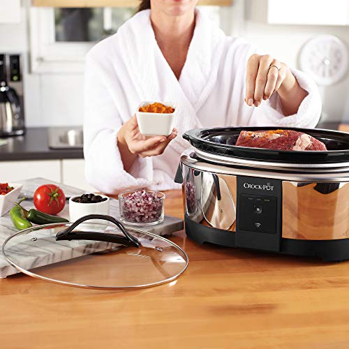 Crock-pot 6 Quart Slow Cooker Compatible with Alexa | Programmable Stainless Steel