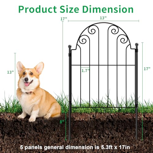 Decorative Garden Fence 10 Panels, No Dig Rustproof Metal Fencing 25ft Long Animal Barrier Border for Dog, Garden Fencing for Outdoor Patio Lawn Yard Flower Bed(42 Inch High)