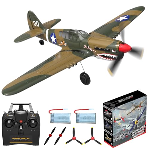 RC Plane 4-CH RC Airplane – RC Airplane Ready to Fly Upgrade P-40 Warhawk Remote Control Airplanes for Beginners Adult with Beginners with Xpilot Stabilization System