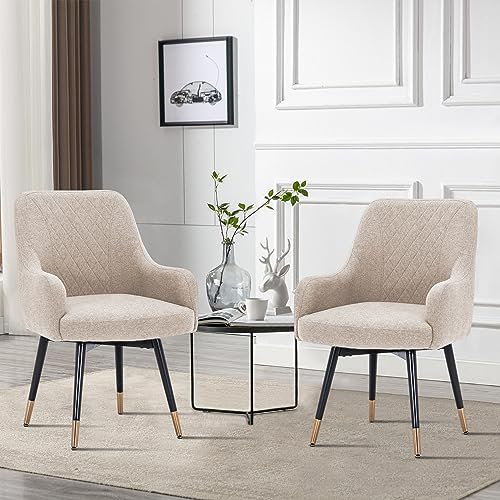 Yongchuang Swivel Dining Chairs with Arms Set of 2 Modern Accent Chairs for Kitchen Dining Room Living Room Side Chairs Upholstered Armchair Gray