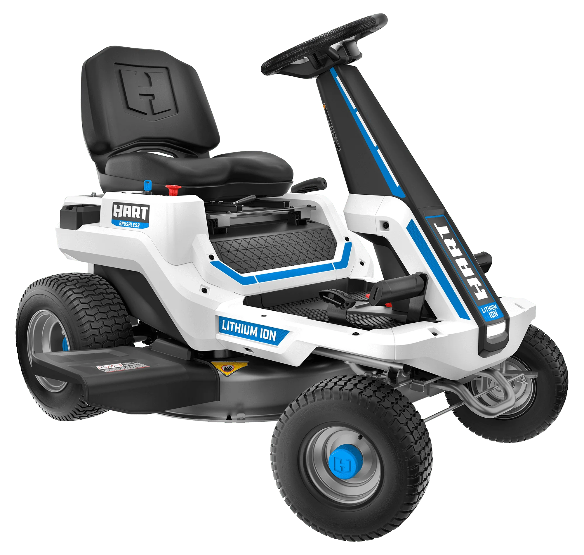 HART 80-Volt 30-inch Deck Lithium-Ion Riding Lawn Mower Kit, (1) Super Charger