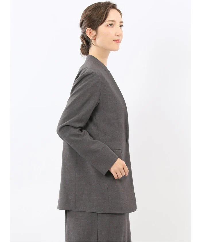 Stretch Washable Woolish No Collar Jacket