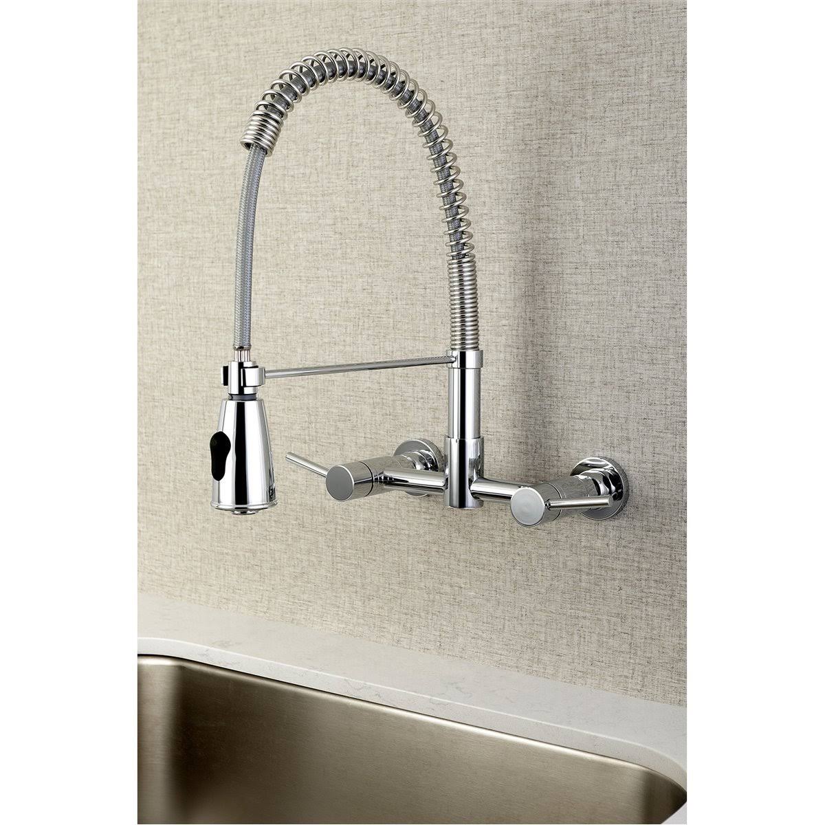 Kingston Brass GS8285DL Concord 2-Handle Wall Mount Pull-Down Kitchen Faucet, Oil Rubbed Bronze