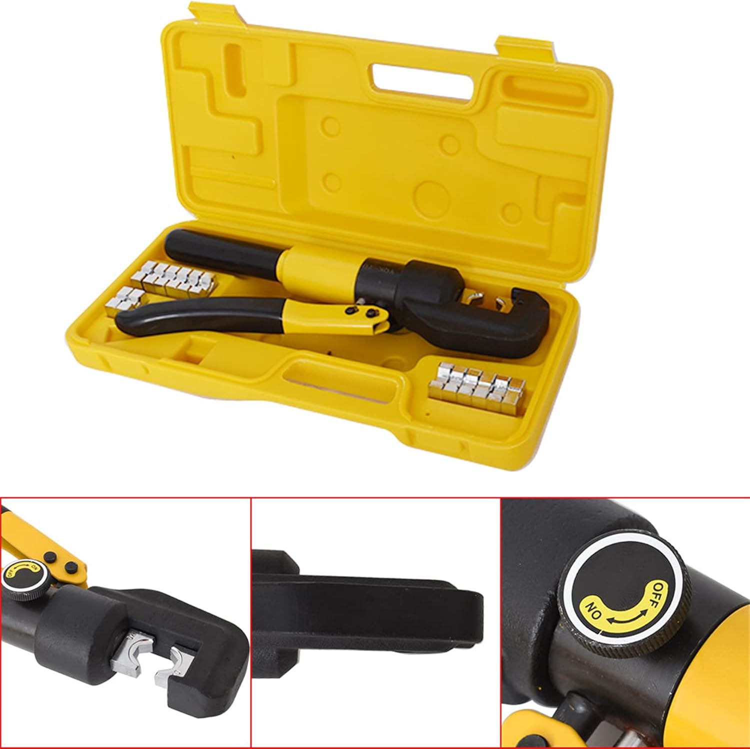 10 Ton Hydraulic Wire Battery Cable Lug Terminal Crimper Crimping Tool 8 Dies Fit for Crimping wires Pack of 2
