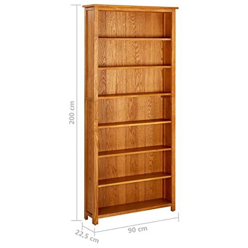 7-Tier Bookcase 35.4"x8.9"x78.7" Solid Oak Wood,> Classic Wooden Bookcase with 7 Shelves for Timeless Display and Storage Bookcases & Standing Shelves