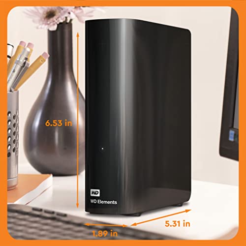 WD 22TB Elements External Hard Drive, Desktop HDD storage, USB 3.0 compatible, Fast Transfer rates, Easy add on storage for all your pictures, videos, music and documents, Black