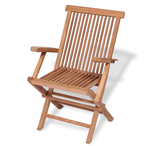 5 Piece Patio Dining Set Solid Teak Wood,Teak Wood Patio Dining Set with Folding Chairs for Outdoor Camping and Picnics Furniture Sets for Patio, Lawn & Garden