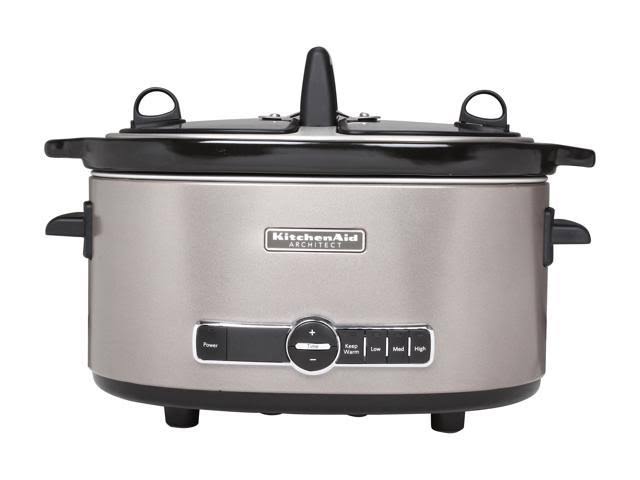 KitchenAid KSC6222ACS Slow Cooker with Easy Serve Glass Lid, 6 Quart, Cocoa Silver