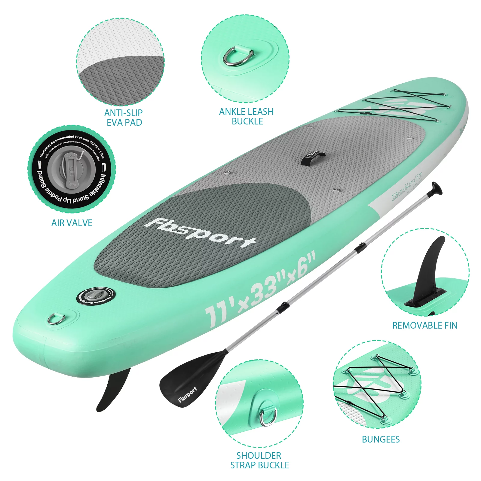 Fbsport Inflatable Elextric Paddle Board, Stand UP Paddleboard 11' Length with Electric Pump SUP Accessories