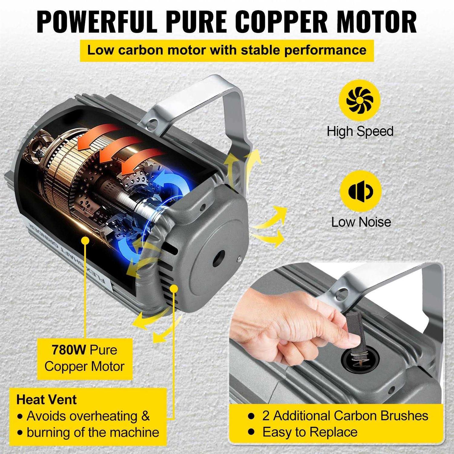 VEVOR Flex Shaft Grinder 780W Rotary Tool 500-23000RPM Rotary Carver with 1/4 3-Jaw Chuck &amp; Stepless Speed Foot Pedal Hanging - Shop Hardware Tools Online Store