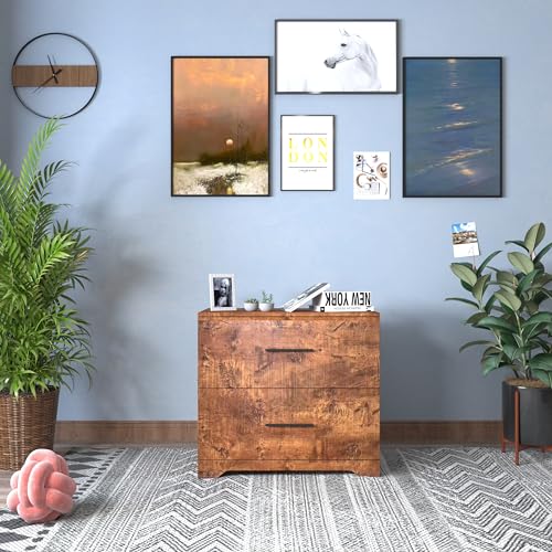 2 Drawer Wood Lateral File Cabinet, Storage Filing Cabinet with Anti-tilt Mechanism for Home Office Hanging Files Letter Legal