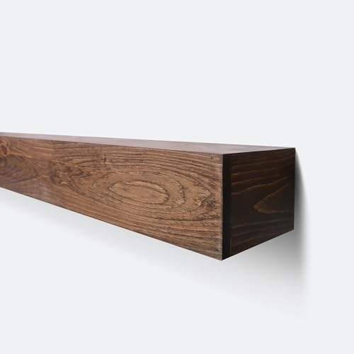 Modern Fireplace Mantel, Contemporary, Floating Mantle, Shelf, Hand Crafted, (Brown, 48Lx6Hx8D)
