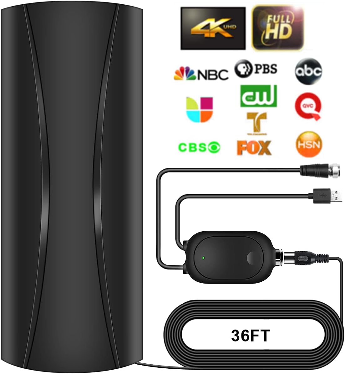 2022 Amplified Digital TV Antenna Long 420 + Miles Range, High Gain Indoor/Outdoor HD Antenna- Support 4K 1080p Digital Antenna and All Older TV's - 36FT Coaxial Cable Amplifier Newest Signal Booster