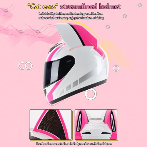 Built-in Bluetooth Motorcycle Helmet Cool Girl Full Face Flip Up Helmet Motocross Dirt Bike Helmet Adult Men Women DOT/ECE Certified FMVSS-218 Street MX BMX Racing MTB Enduro Helmet