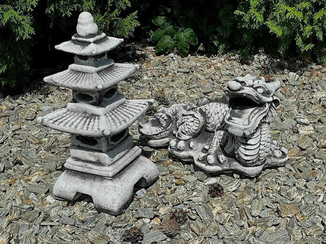 Massive Concrete Pagoda Statue Asian Lantern Figurine Zen Garden Sculpture Outdoor Japanese Decoration