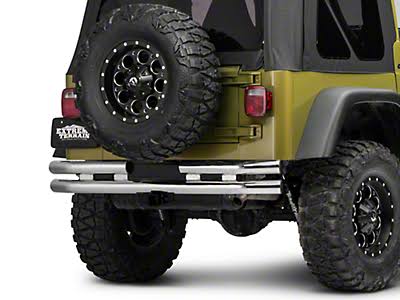 2004 Jeep Wrangler Barricade Double Tubular Rear Bumper w/ Receiver Hitch - Polished
