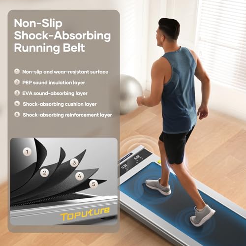 Walking Pad Treadmill, 2.25HP Under Desk Treadmill with App & Remote Control, LED Touch Screen, Lubricating Hole, 300lbs Capacity Compact Walking Treadmills for Home/Office