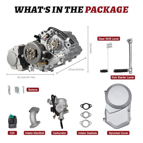 140CC Single Cylinder Engine Motor, 4-Stroke Engine Motor Set, Racing Engine Motor Complete Engine, Motorcycle Go Kart Engine, Horizontal Engine for HONDA CRF50/CRF70/XR50/XR70/Z50/CT70