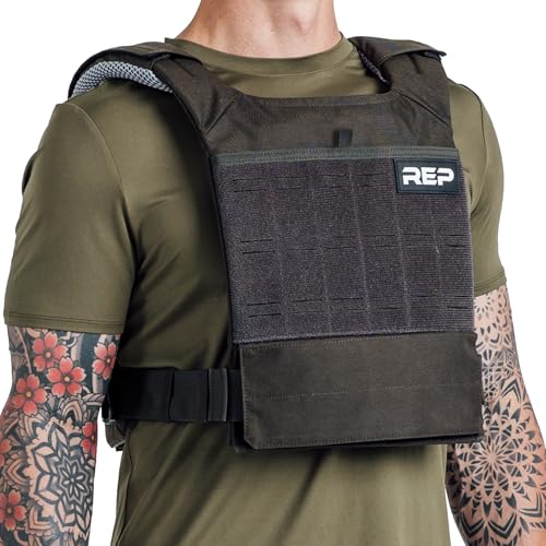 REP Fitness Strata Weight Vest, 2 Removable Plate Options for Unisex, Men & Women, Wearable, Weighted for Strength Training, Muscle Building, CrossFit, Running, Gym Exercise, Adjustable Sizing
