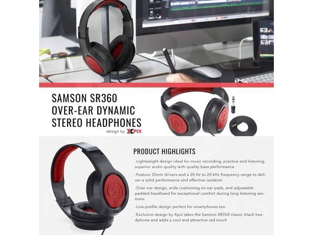 M-Audio AV42 Compact Studio Monitor Speakers for Professional Media Creation (Pair) with Samson Headphones and Assorted Cables A