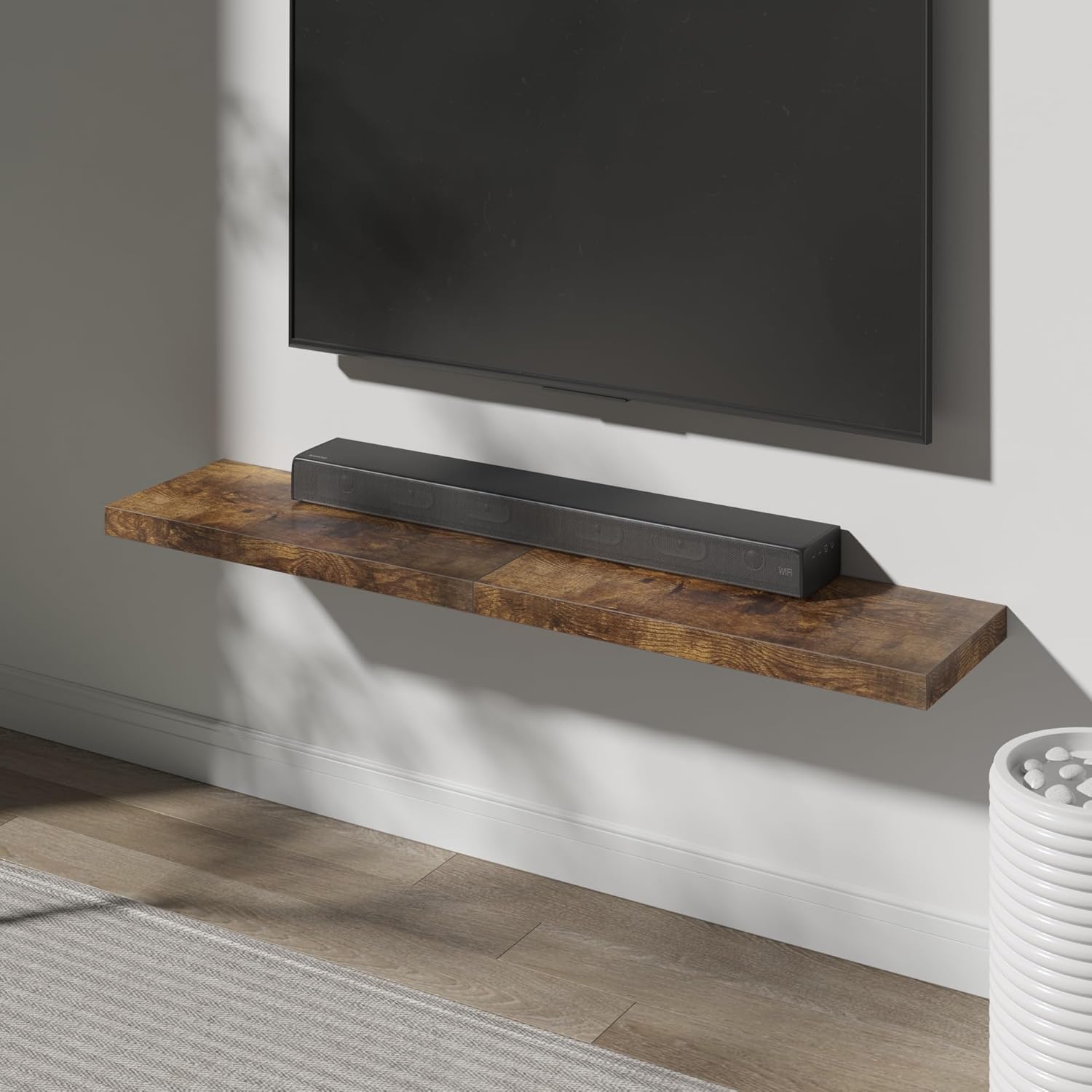 Wall Shelf of Set 3, Floating Shelves 24 in W x 12.75 in D x 2 in H, Wooden Floating Wall Shelf with Invisible Brackets for Living Room/Bedroom/Bathroom/Kitchen Storage and Decor, Rustic Brown