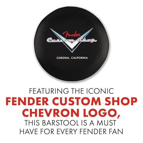 Fender Custom Shop Chevron Logo Swivel Barstool, Great Gifts for Dad, with 1 Year Limited Warranty, Simple Assembly, Black/Black, 24"