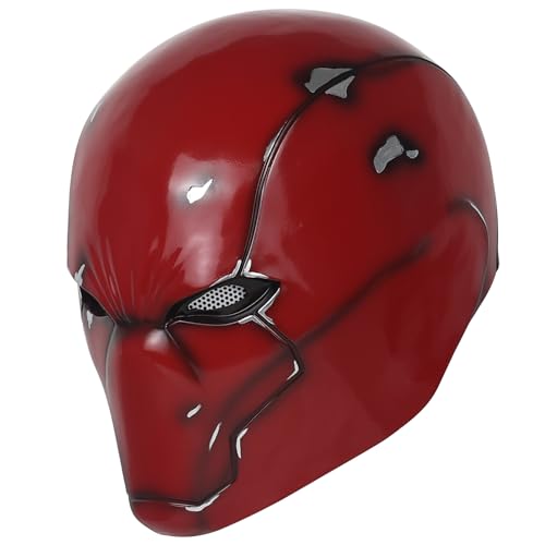 Red Hood Helmet Metallic Effect Red Hood Mask Deluxe Cosplay Prop for Fans Collector's Edition