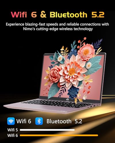 NIMO 15.6 IPS-FHD-Laptop, Intel Pentium 4 Cores N100 8GB RAM 128GB SSD Backlit Keyboard Fingerprint (Beat to i3-1115G4 Up to 3.4GHz) Computer for Student-Home WiFi 6 BT5.2 Win 11
