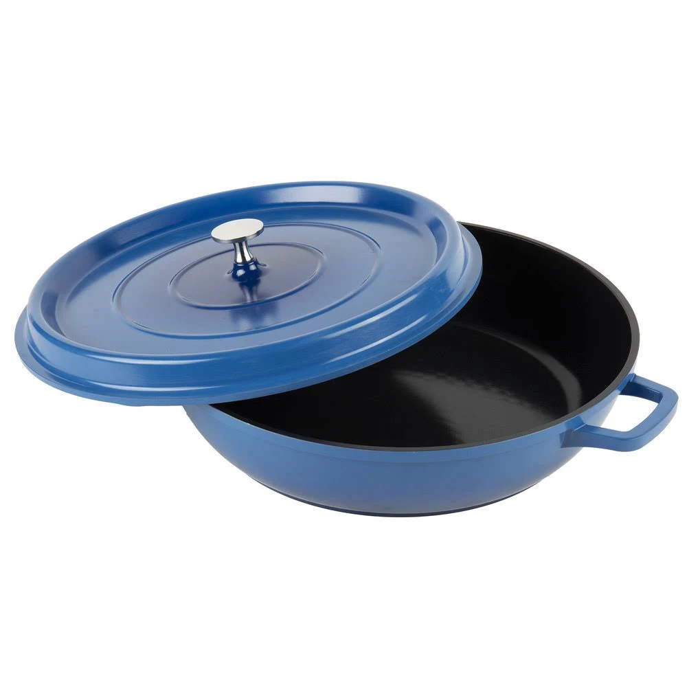 Get Heiss Lightweight Cast Aluminum Braiser Pan / Casserole Dish, 4.5 Quart, Blue