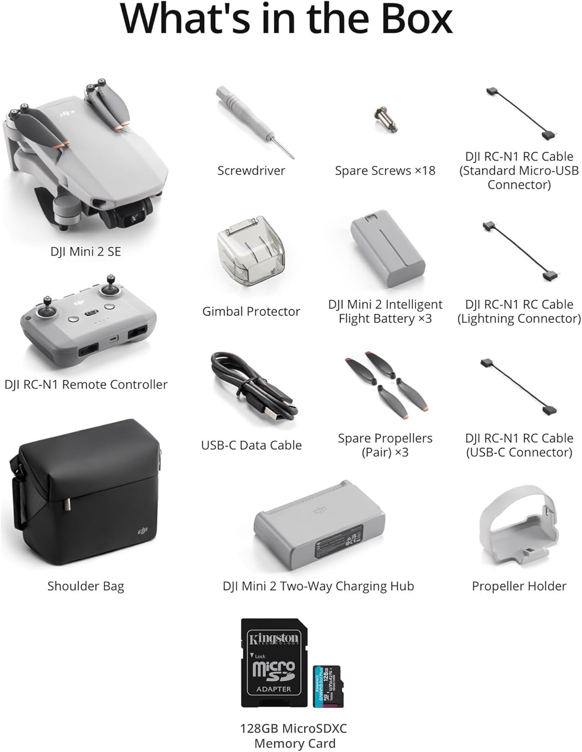 DJI Mini 2 SE Fly More Combo with 64GB Memory Card- Lightweight and Foldable Mini Camera Drone with 2.7K Video, Extra Batteries, 10km Video Transmission, and 31-min Flight Time (2 Items)