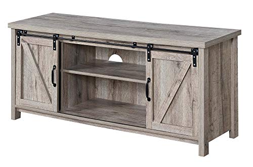 Convenience Concepts Blake Barn Door TV Stand with Shelves and Sliding Cabinets for TVs up to 60 Inches, Barnwood