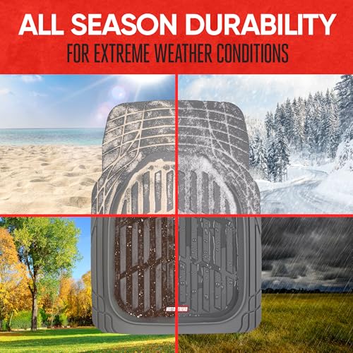 Motor Trend FlexTough Floor Mats for Cars, Deep Dish All-Weather Mats, Waterproof Trim-To Fit Automotive Floor Mats for Cars Trucks SUV, Universal Floor Liner Car Accessories, Black, Full Set