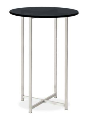 Room u0026 Board | Modern Classic Round End Table 18 Diameter 26H in Stainless Steel | Smoke Tempered Glass Top w/ Stainless Ste