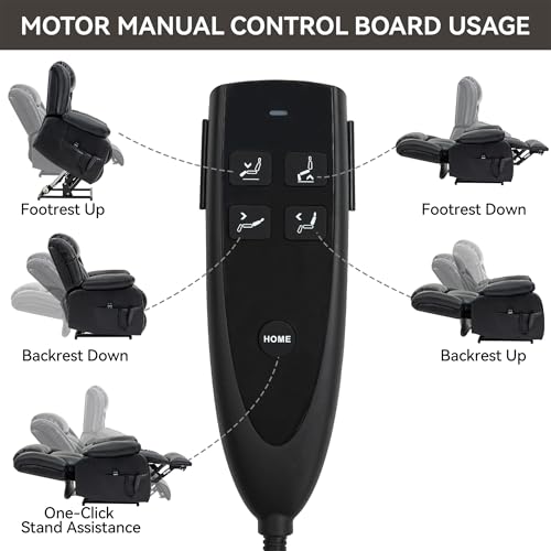 Dual Motor Infinite Position Electric Power Lift Recliner Chair with 8-Point Vibration Massage, Lumbar Heating, and Genuine Leather Upholstery - Supports Up to 350 LBS, Ideal for Elderly (Black)