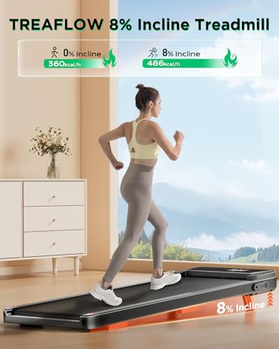 Walking Pad,Treadmill with Incline for Home Office, 2.5HP Portable Under Desk Treadmill with 265 Lbs Capacity,Remote Control, Led Display