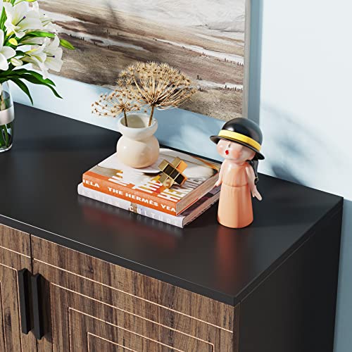 Shoe Cabinet with Doors, 20 Pairs Entryway Shoe Storage Cabinet Modern Storage Organizer for Closet, Living Room, Bedroom (Brown/Black)