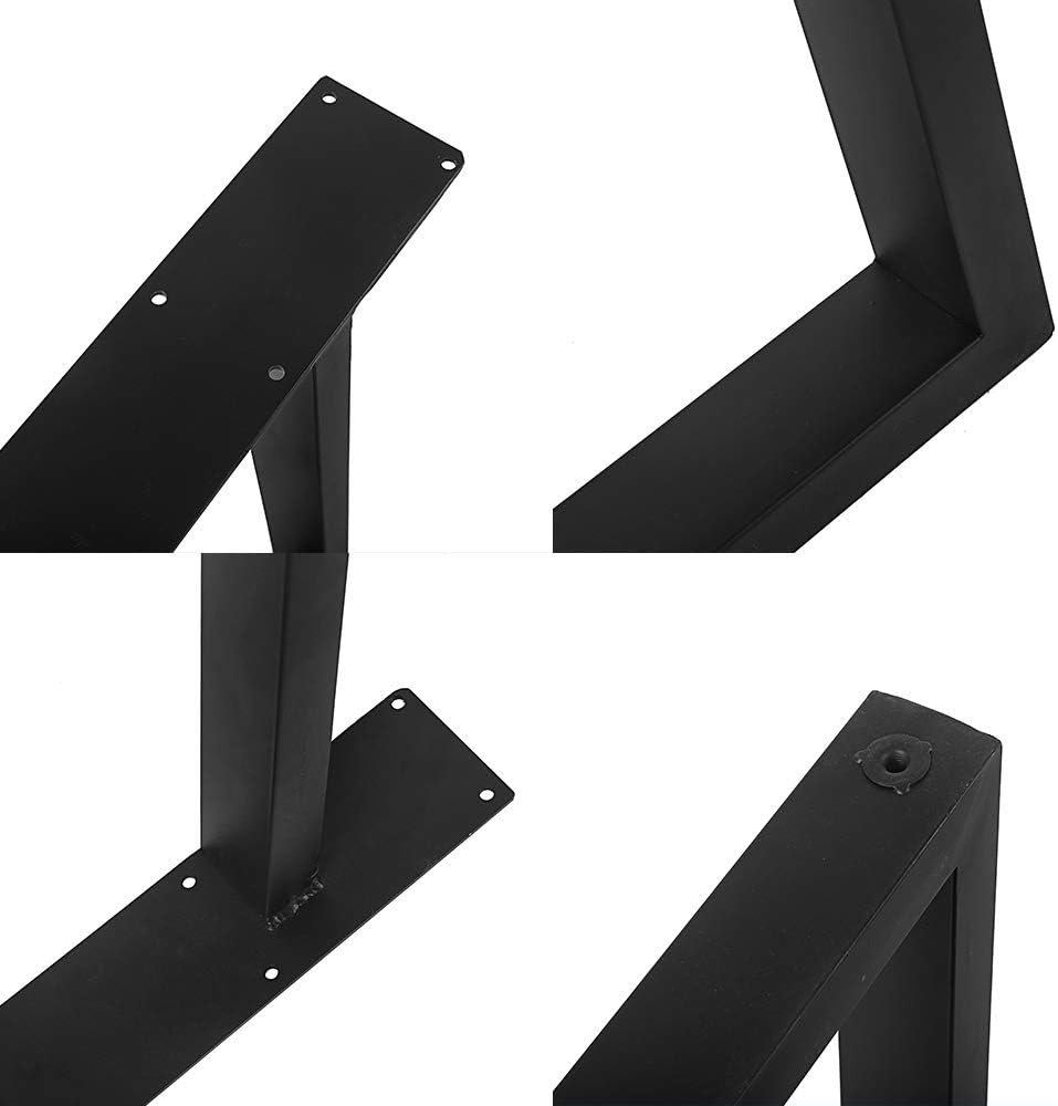 Metal Table Legs Cast Iron Dining Table Legs,Industrial Black Bench Legs Desk Legs,Rustic Heavy Duty DIY Furniture Legs,Square Tube Coffee Table Legs 2 PCS(28�� Height 35�� Wide)